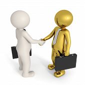 image of business people  - 3d busines people making a deal and shaking hands  - JPG 