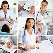 picture of medical  - Collage of medical staff working indoors - JPG 