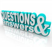 stock photo of answer  - The words Questions and Answers in 3D and on an angle - JPG 
