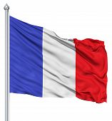 stock photo of france  - France national flag waving in the wind - JPG 