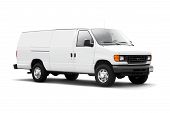stock photo of industrial  - White delivery van isolated on white background with drop shadow - JPG 