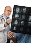 stock photo of medical doctors  - Two doctors viewing MRI Scans of Patient - JPG 