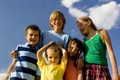 stock photo of blue sky  - happy kids - JPG 