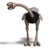 stock photo of toon  - cute toon ostrich gives so much fun - JPG 