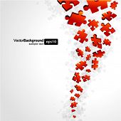 foto of puzzle  - 3d red puzzle piece vector background - JPG 