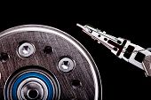stock photo of confidential  - Macro of an opened hard disk - JPG 