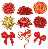 image of holidays  - Holiday red and golden bows - JPG 
