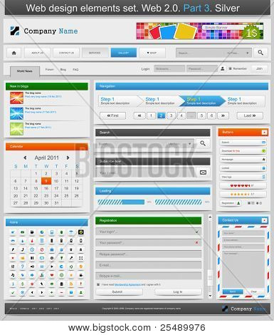 Picture or Photo of Web design elements set. 2.0. Part 3. Vector illustration