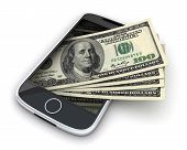 foto of money  - Phone and money on white background  - JPG 