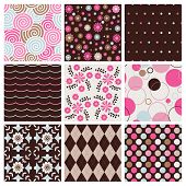 pic of tiles  - Vector set of nine colorful seamless pattern - JPG 