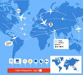 stock photo of map  - Flight infographics - JPG 