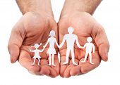 image of security  - Cardboard figures of the family on a white background - JPG 