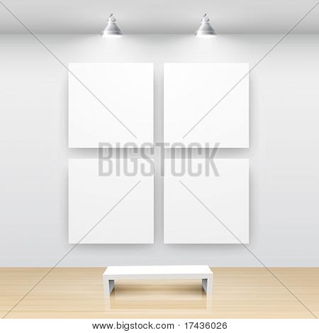 Picture or Photo of Gallery Interior with empty frame on wall