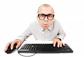 image of mouse  - Computer geek with keyboard and mouse - JPG 