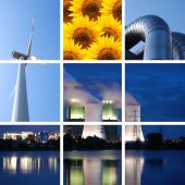 image of power  - power supply collage with plant and windturbine - JPG 