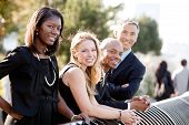 stock photo of business people  - A business team outside  - JPG 