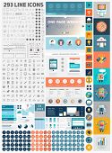 One Page Website Design Template with UI Elements kit and Flat Design Concept Icons. Mobile Phones and Tablet PC Designs. Set of Forms, Dividers, Borders and Buttons. Business Style. 300+ Line Icons.