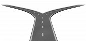 stock photo of dilemma  - Fork in the road or highway business metaphor representing the concept of a strategic dilemma choosing the right direction to go when facing two eqaual or similar options - JPG 