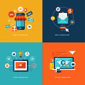 Set of flat design concept icons for web and mobile phone services and apps. Icons for mobile market