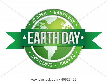 Picture or Photo of Earth day written inside the stamp illustration design