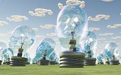 foto of finance  - Light Bulb heads and dollar symbol clouds - JPG 