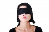 stock photo of woman  - Portrait of the young woman blindfold  - JPG 