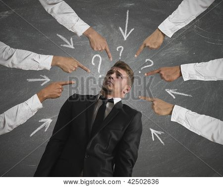 Picture or Photo of Concept of accused businessman with with fingers pointing