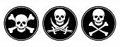 picture of skull  - Three variations skull and crossbones and skull with swords in vector - JPG 