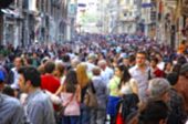 stock photo of people  - Blurred crowd of unrecognizable people at the Istiklal street in Istanbul - JPG 