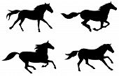 stock photo of horse  - Abstract vector illustration of running horses silhouette - JPG 