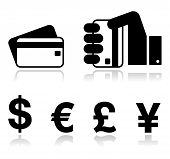 pic of currency  - Black glossy icons - JPG 