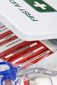 picture of bloodpressure  - an open first kit with the contents in view - JPG 