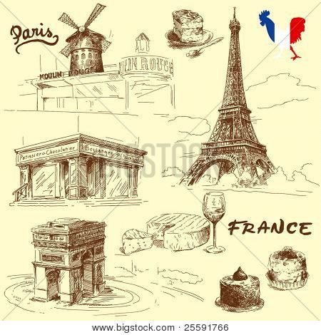 Picture or Photo of France-original hand drawn collection