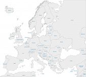 stock photo of map  - Grey Europe map with countries - JPG 
