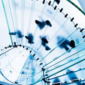 stock photo of france  - Modern Glass Staircase Silhouette of walking People in shanghai china - JPG 