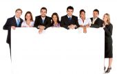 picture of group  - Business group with banner isolated over white - JPG 