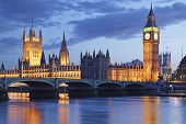 picture of bridge  - UK London Big Ben Tower Bridge Dusk - JPG 