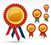 picture of leadership  - Red award ribbon rosette or gold medal - JPG 