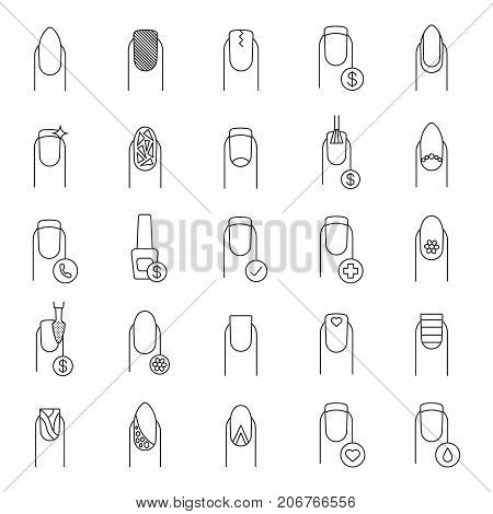 Manicure Linear Icons Set Nail Salon Service Variety Of Nail Salon Service Variety Of Manicure Types Thin Line