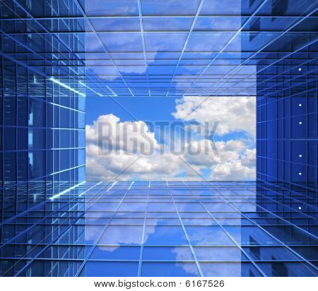 Picture or Photo of Modern building perspective structure opening window to future visions