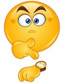 picture of watch  - Emoticon pointing at watch - JPG 