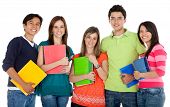 stock photo of youngster  - Group of students holding notebooks  - JPG 