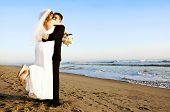 picture of beach  - Couple at their beach wedding - JPG 
