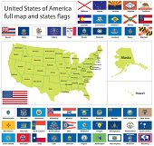 foto of map  - United States of America states flags collection with full map - JPG 
