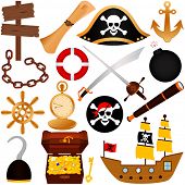 stock photo of watch  - A colorful vector Theme of Pirate - JPG 