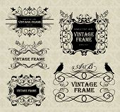 stock photo of outline  - vintage frames with birds - JPG 