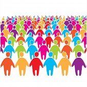 image of group  - Big crowd of many colors social people group - JPG 