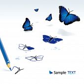 foto of animals  - The pencil drawing blue butterflies - JPG 