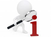 image of humanoid  - 3d humanoid character with a magnifier looks at an info - JPG 