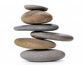picture of balancing  - Zen like balanced stone tower isolated on white - JPG 